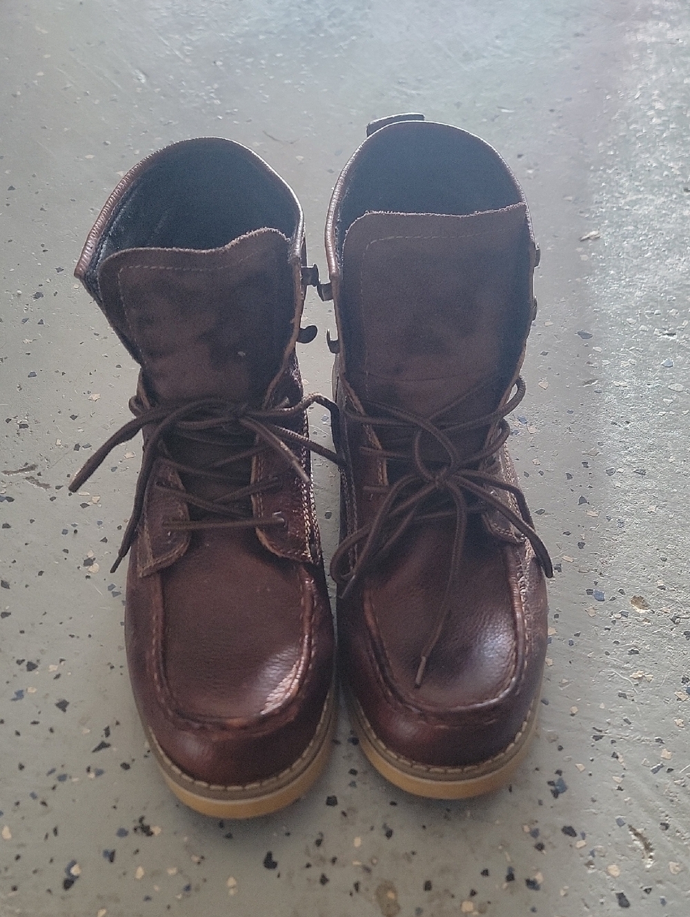 Men's Dark Brown Leather Lace-Up Work Boots